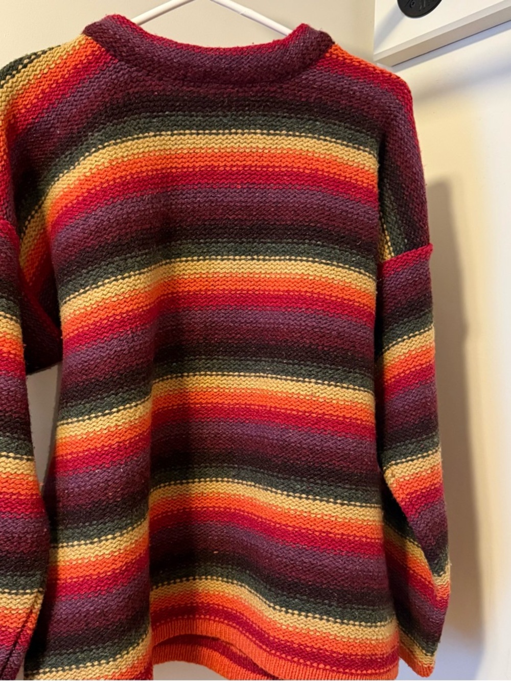 Multicolor Striped Merino Silk-Blend Women's Knit Sweater - Cozy Size Large